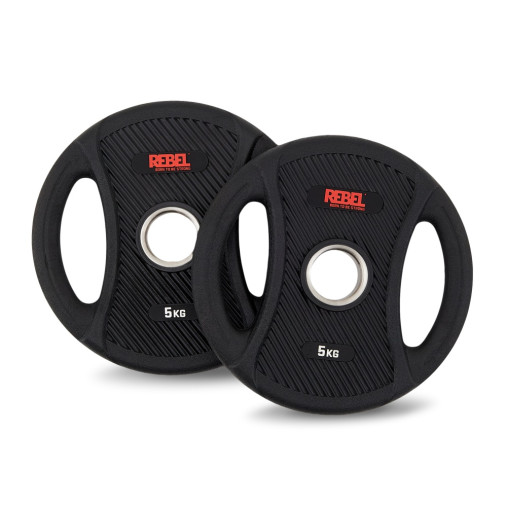 Диск олимпийский обрезиненный с двумя хватами 5 кг REBEL