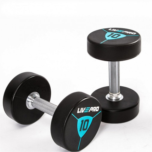 Гантели в уретане LIVEPRO Premium Urethane Dumbbells 38 кг, черный/синий